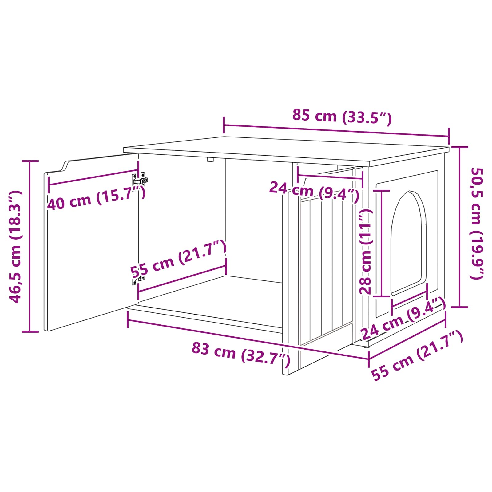Kattenhuis Wit 85 x 55 x 50,5 cm Bewerkt hout