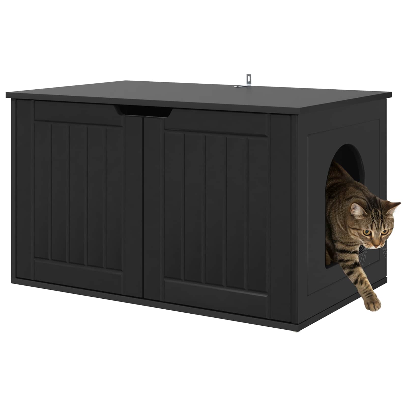 Kattenhuis Zwart 85 x 55 x 50,5 cm Bewerkt hout