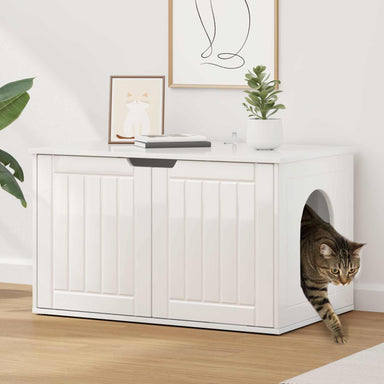 Kattenhuis Glanzend Wit 85 x 55 x 50,5 cm Bewerkt hout