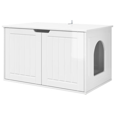 Kattenhuis Glanzend Wit 85 x 55 x 50,5 cm Bewerkt hout