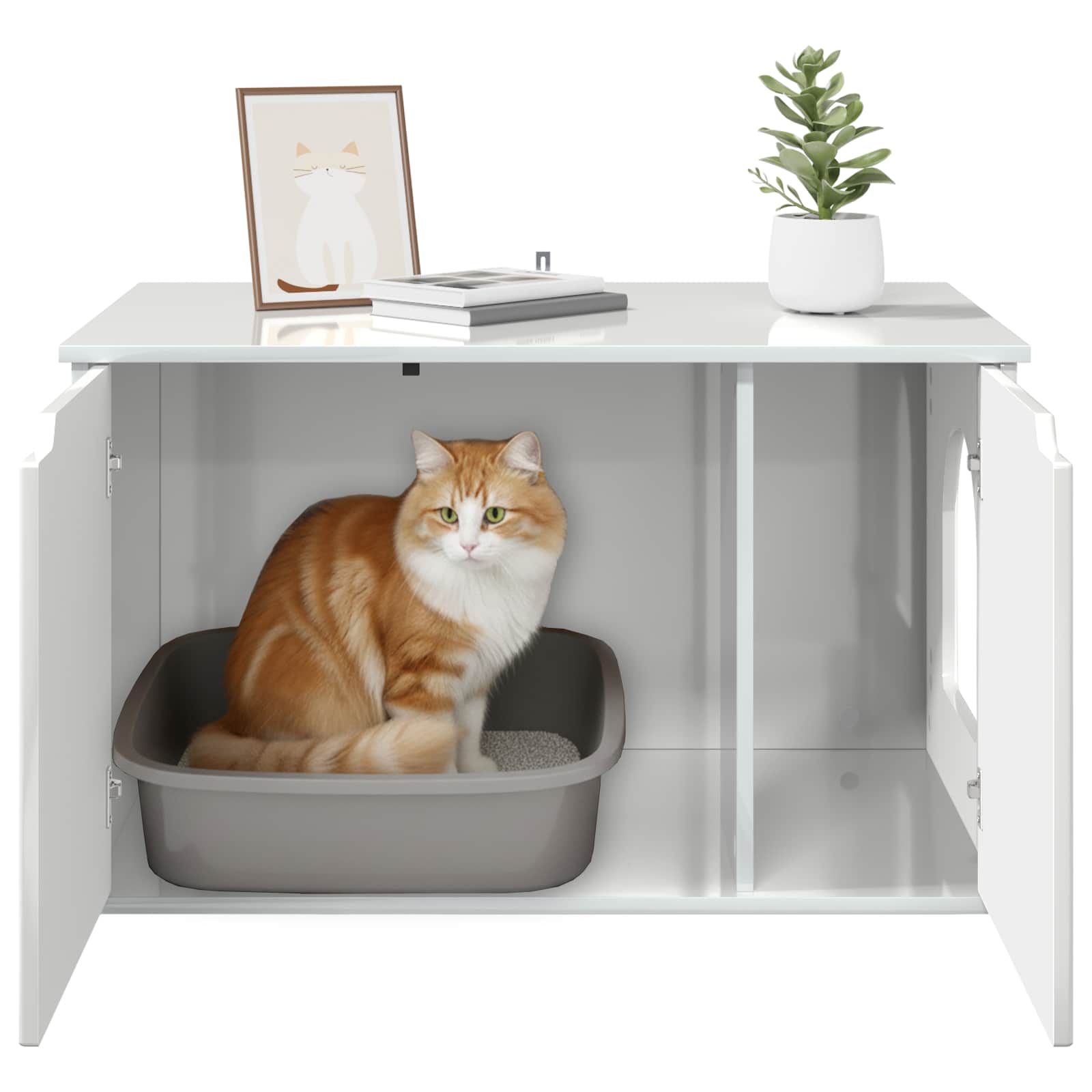 Kattenhuis Glanzend Wit 85 x 55 x 50,5 cm Bewerkt hout