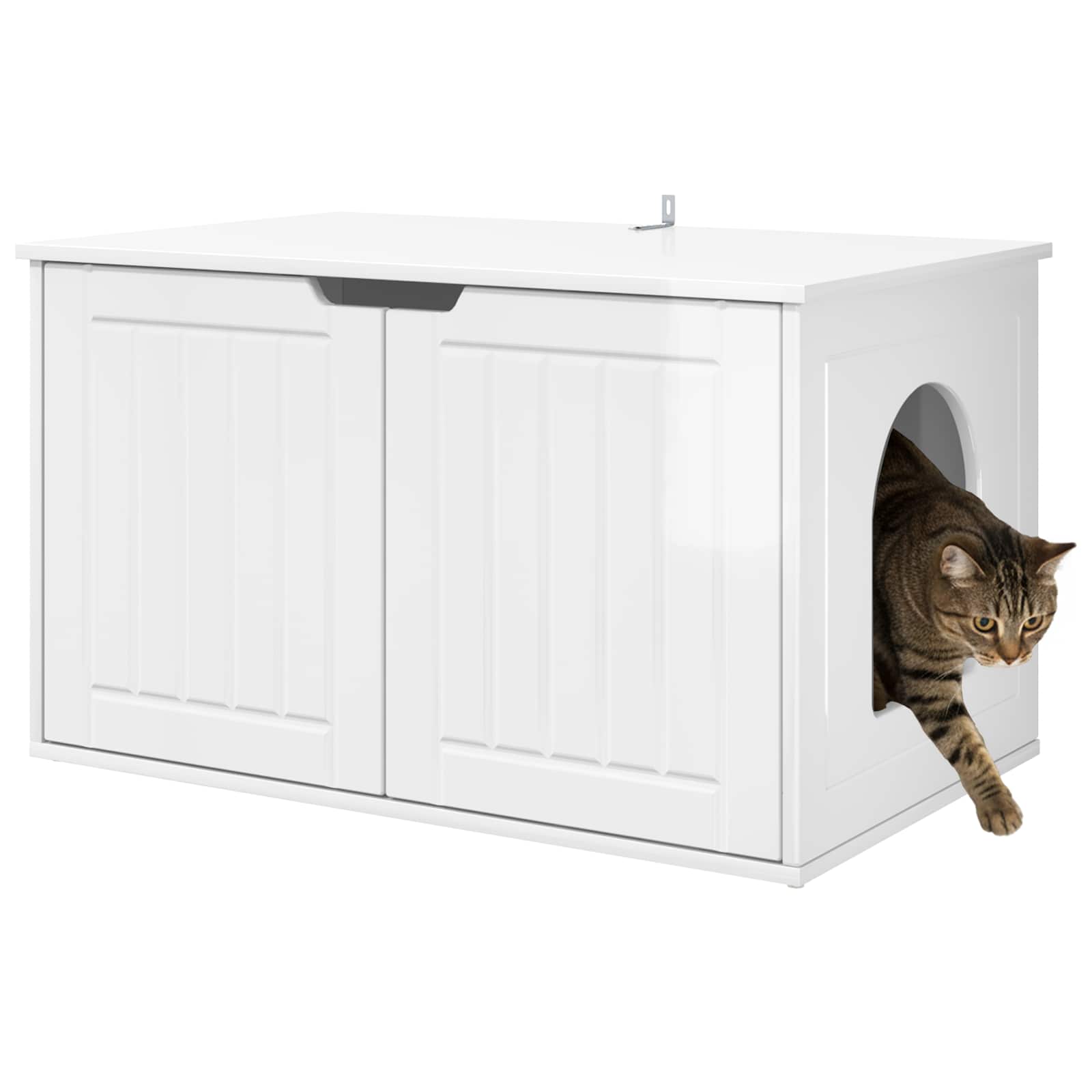 Kattenhuis Glanzend Wit 85 x 55 x 50,5 cm Bewerkt hout