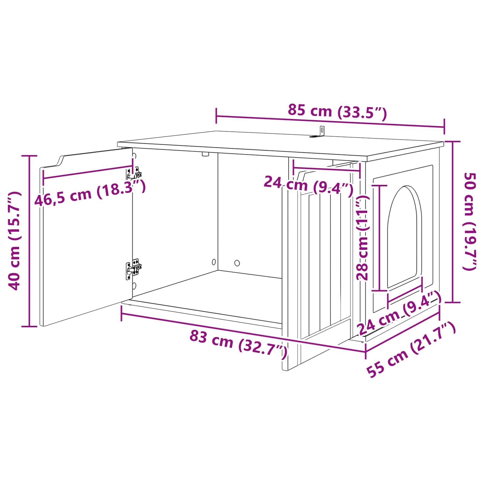 Kattenhuis Grijs Sonoma 85 x 55 x 50,5 cm Bewerkt hout