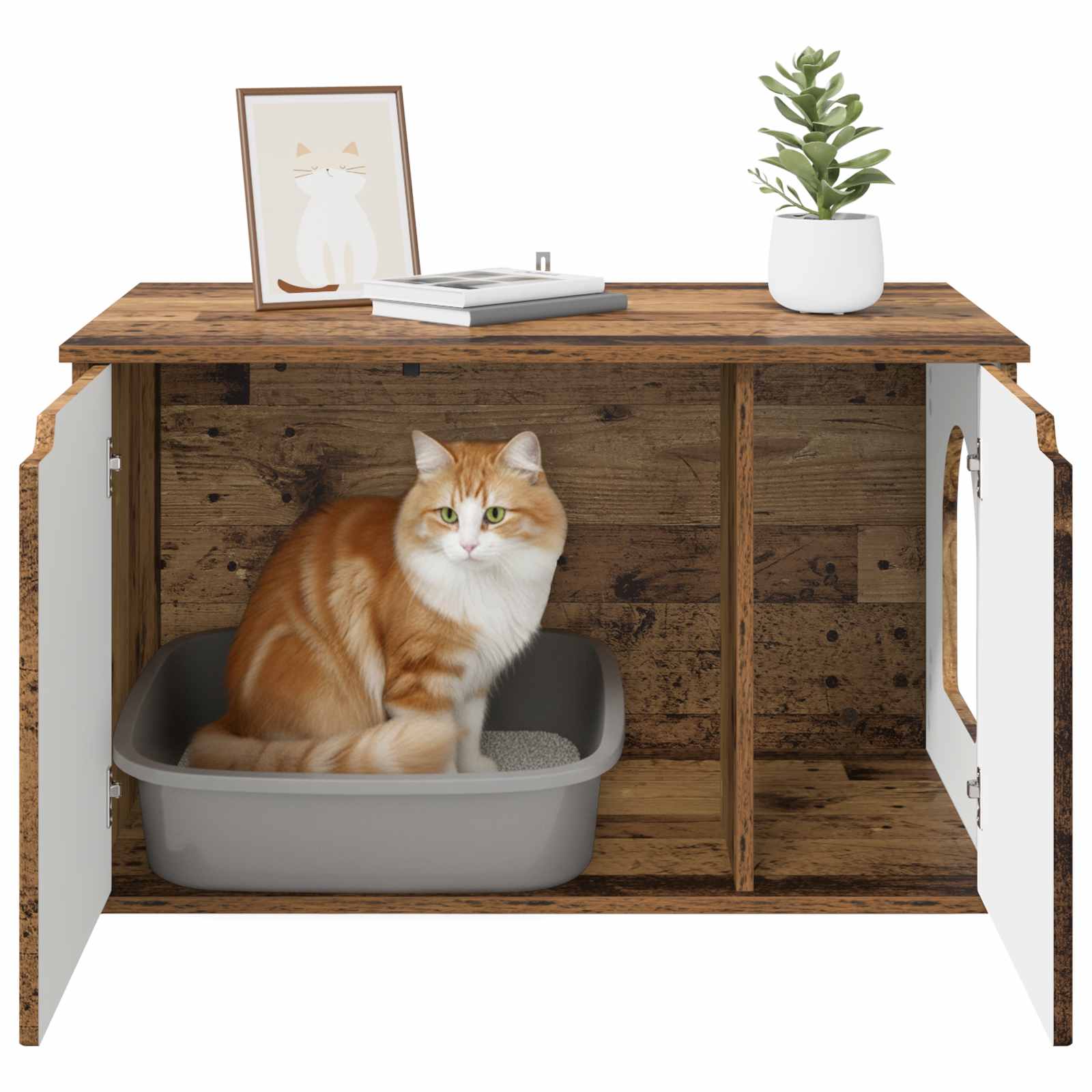 Kattenhuis Oudhout 85 x 55 x 50,5 cm Bewerkt hout
