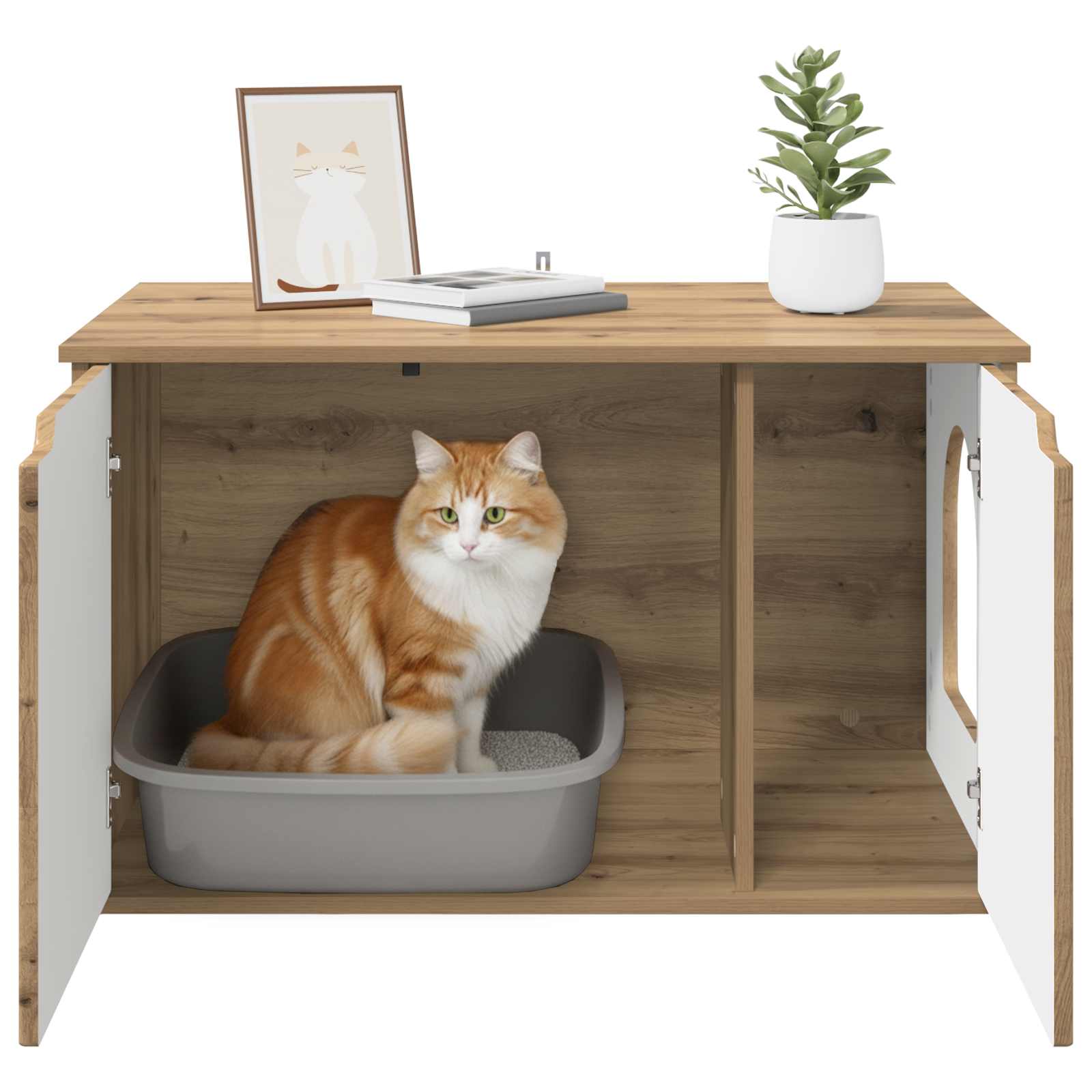 Kattenhuis Ambachtelijk eiken 85 x 55 x 50,5 cm Bewerkt hout