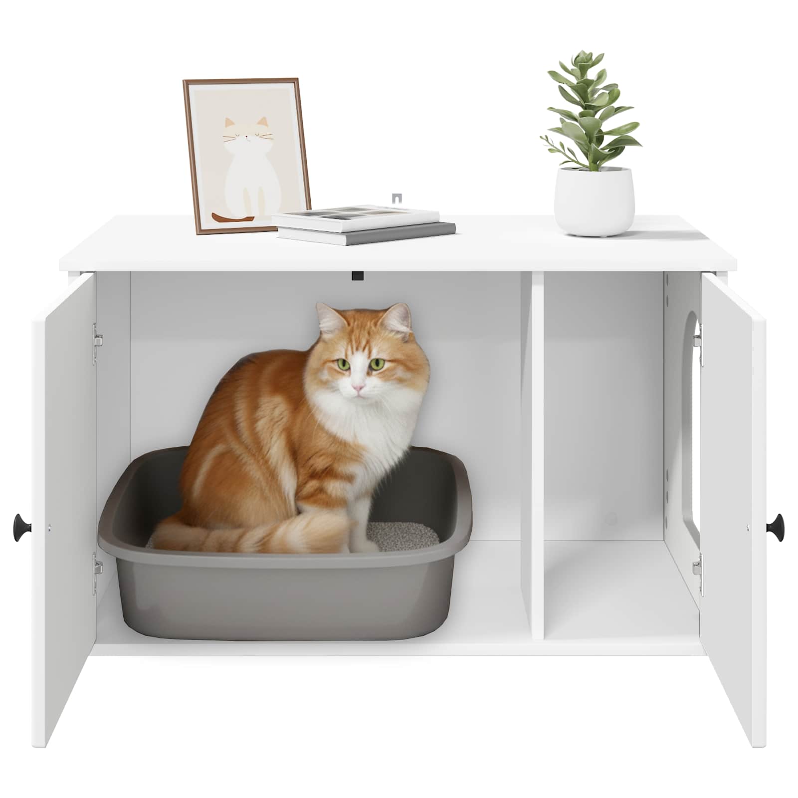 Kattenhuis Wit 85 x 55 x 50,5 cm Bewerkt hout