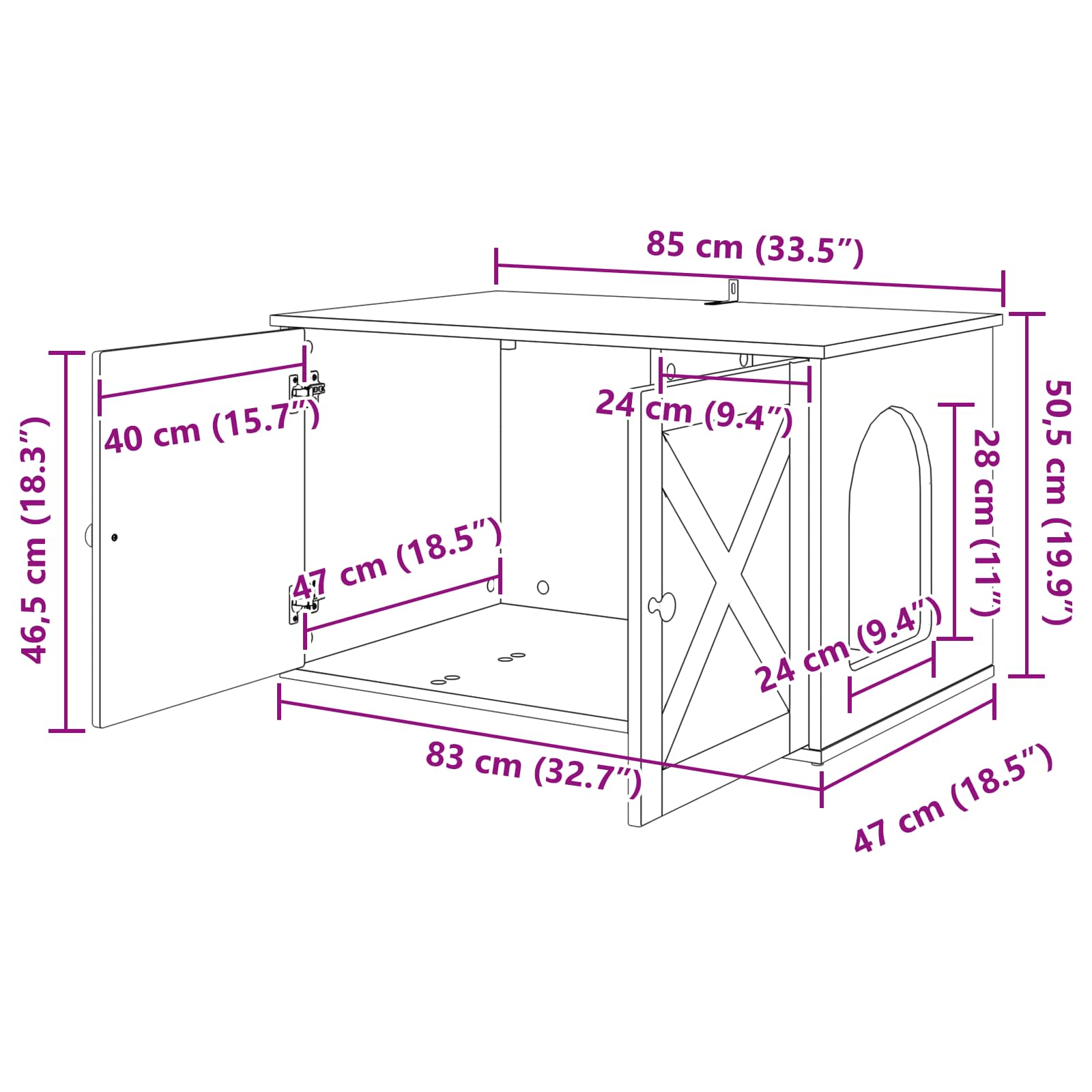 Kattenhuis Wit 85 x 55 x 50,5 cm Bewerkt hout