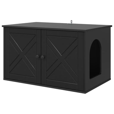 Kattenhuis Zwart 85 x 55 x 50,5 cm Bewerkt hout