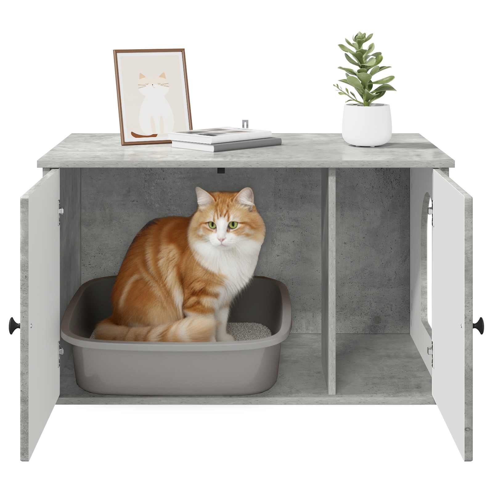 Kattenhuis Beton 85 x 55 x 50,5 cm Bewerkt hout