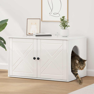 Kattenhuis Glanzend Wit 85 x 55 x 50,5 cm Bewerkt hout