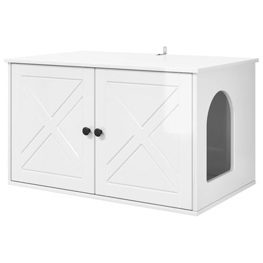 Kattenhuis Glanzend Wit 85 x 55 x 50,5 cm Bewerkt hout