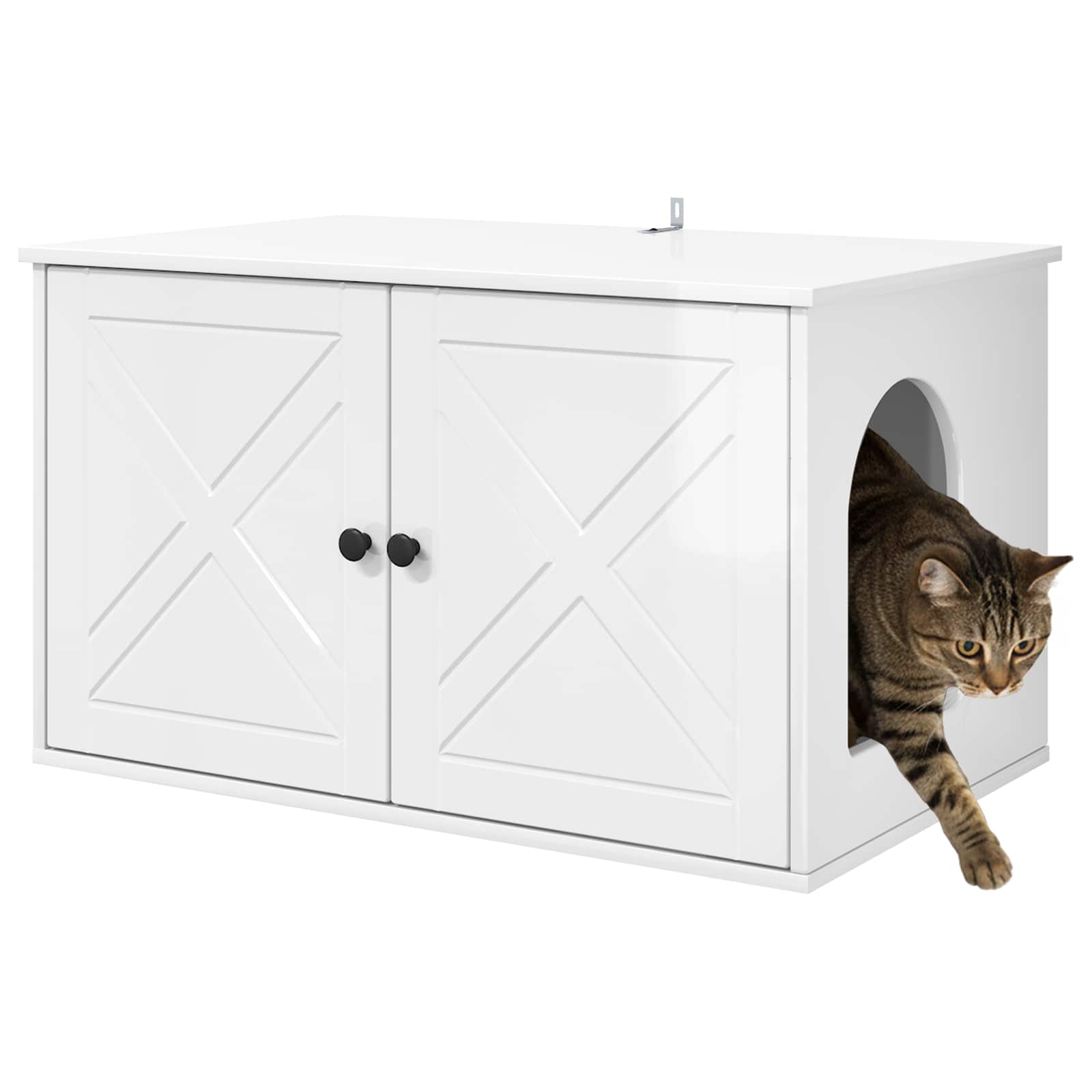 Kattenhuis Glanzend Wit 85 x 55 x 50,5 cm Bewerkt hout