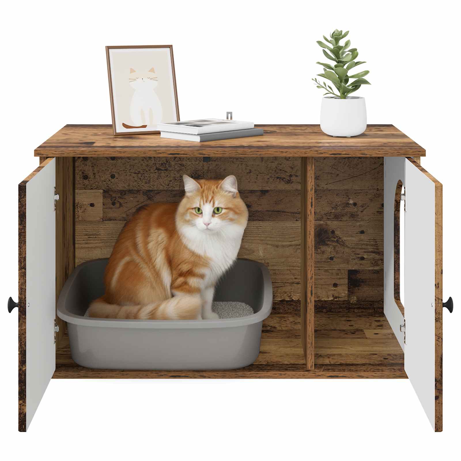 Kattenhuis Oudhout 85 x 55 x 50,5 cm Bewerkt hout