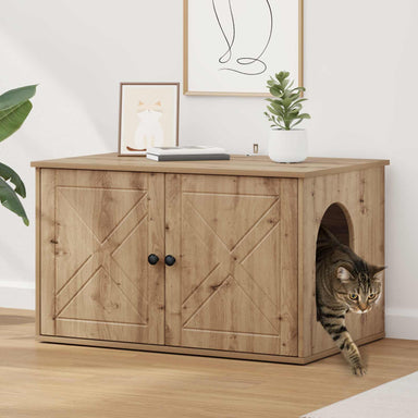 Kattenhuis Ambachtelijk eiken 85 x 55 x 50,5 cm Bewerkt hout