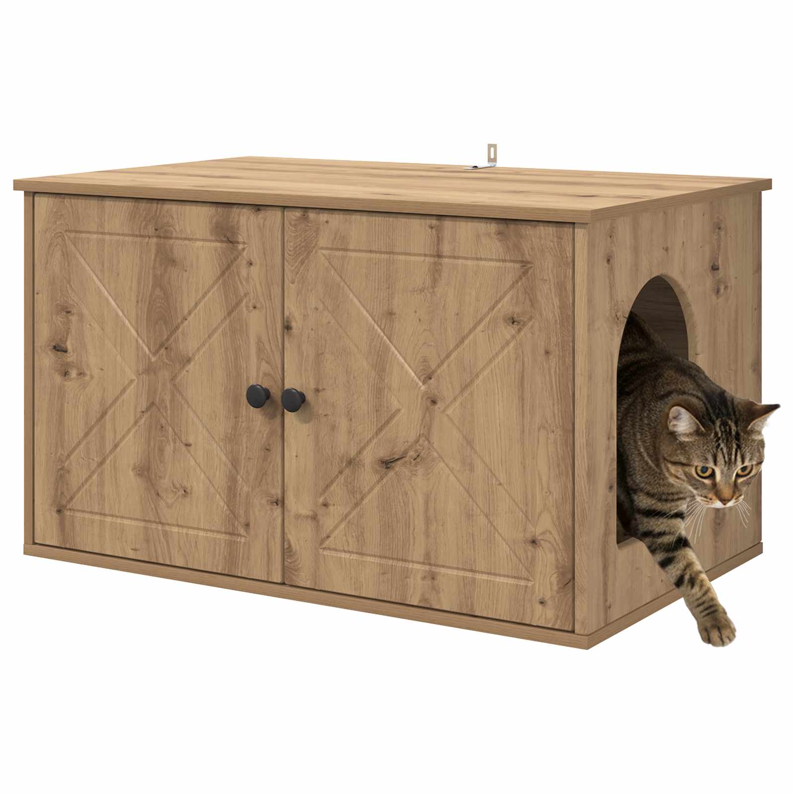 Kattenhuis Ambachtelijk eiken 85 x 55 x 50,5 cm Bewerkt hout