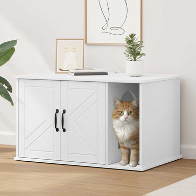 Kattenhuis Wit 85 x 55 x 50,5 cm Bewerkt hout