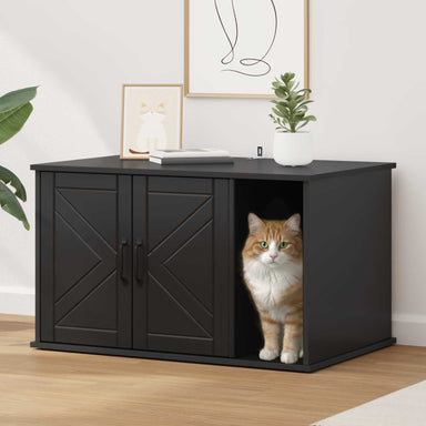 Kattenhuis Zwart 85 x 55 x 50,5 cm Bewerkt hout