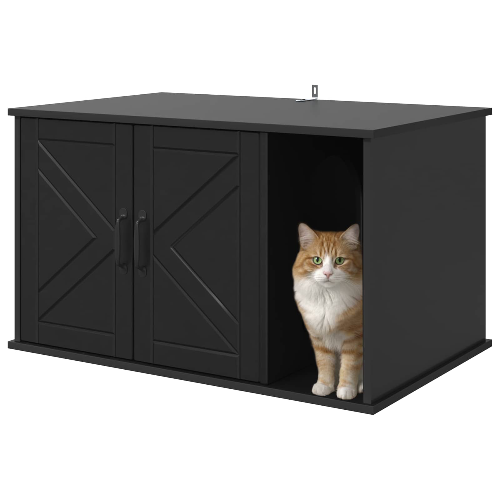 Kattenhuis Zwart 85 x 55 x 50,5 cm Bewerkt hout