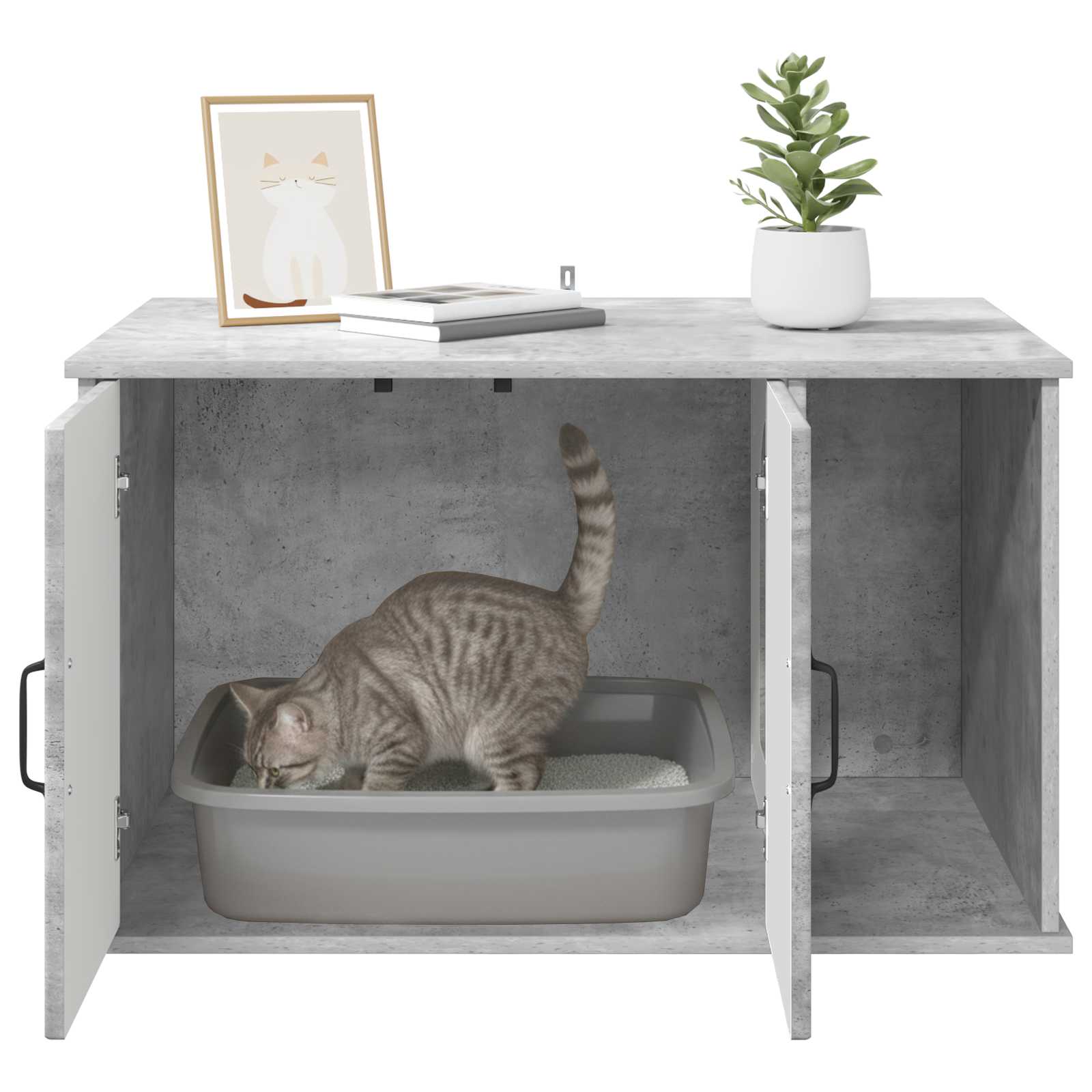 Kattenhuis Beton 85 x 55 x 50,5 cm Bewerkt hout