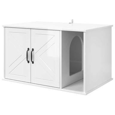 Kattenhuis Glanzend Wit 85 x 55 x 50,5 cm Bewerkt hout