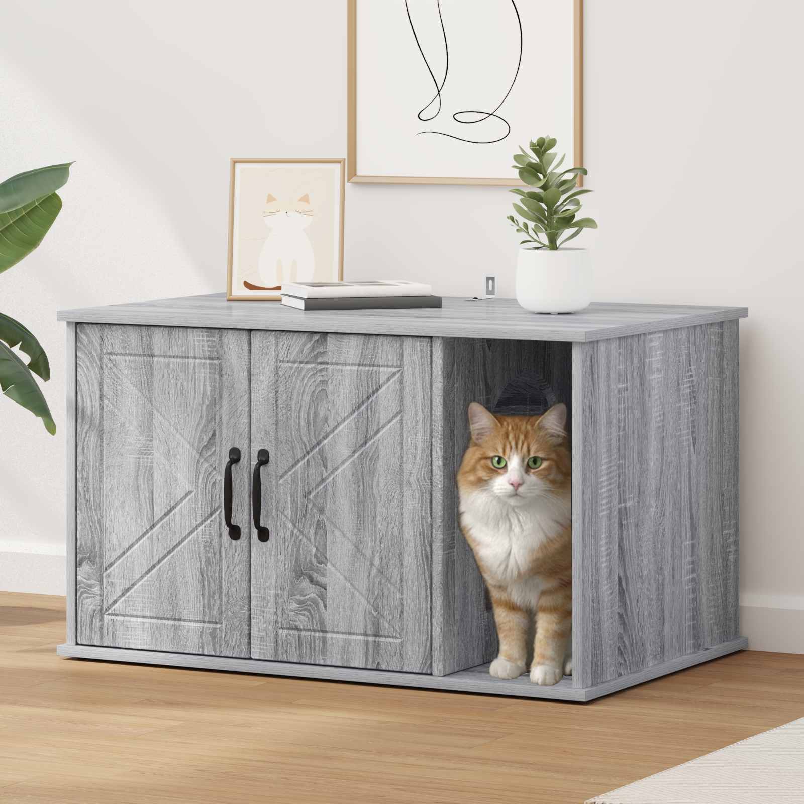 Kattenhuis Grijs Sonoma 85 x 55 x 50,5 cm Bewerkt hout