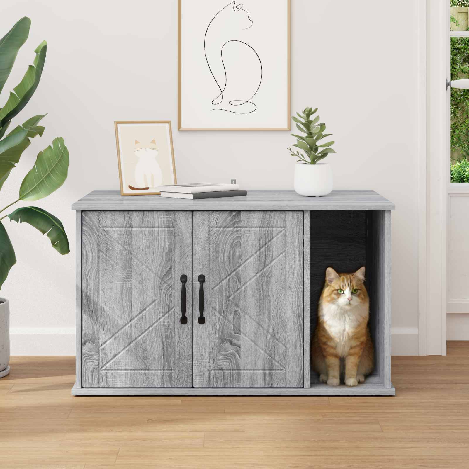 Kattenhuis Grijs Sonoma 85 x 55 x 50,5 cm Bewerkt hout
