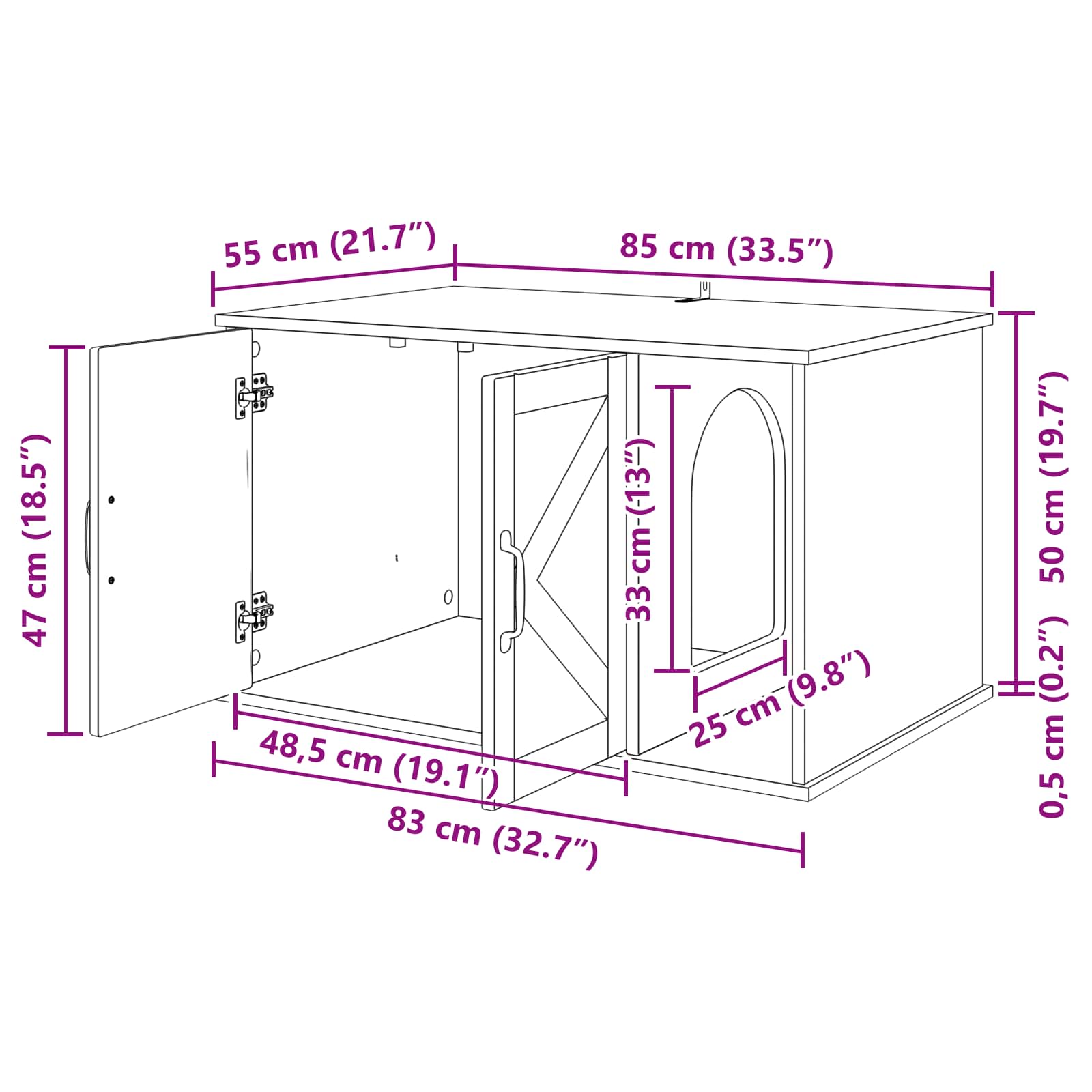 Kattenhuis Oudhout 85 x 55 x 50,5 cm Bewerkt hout