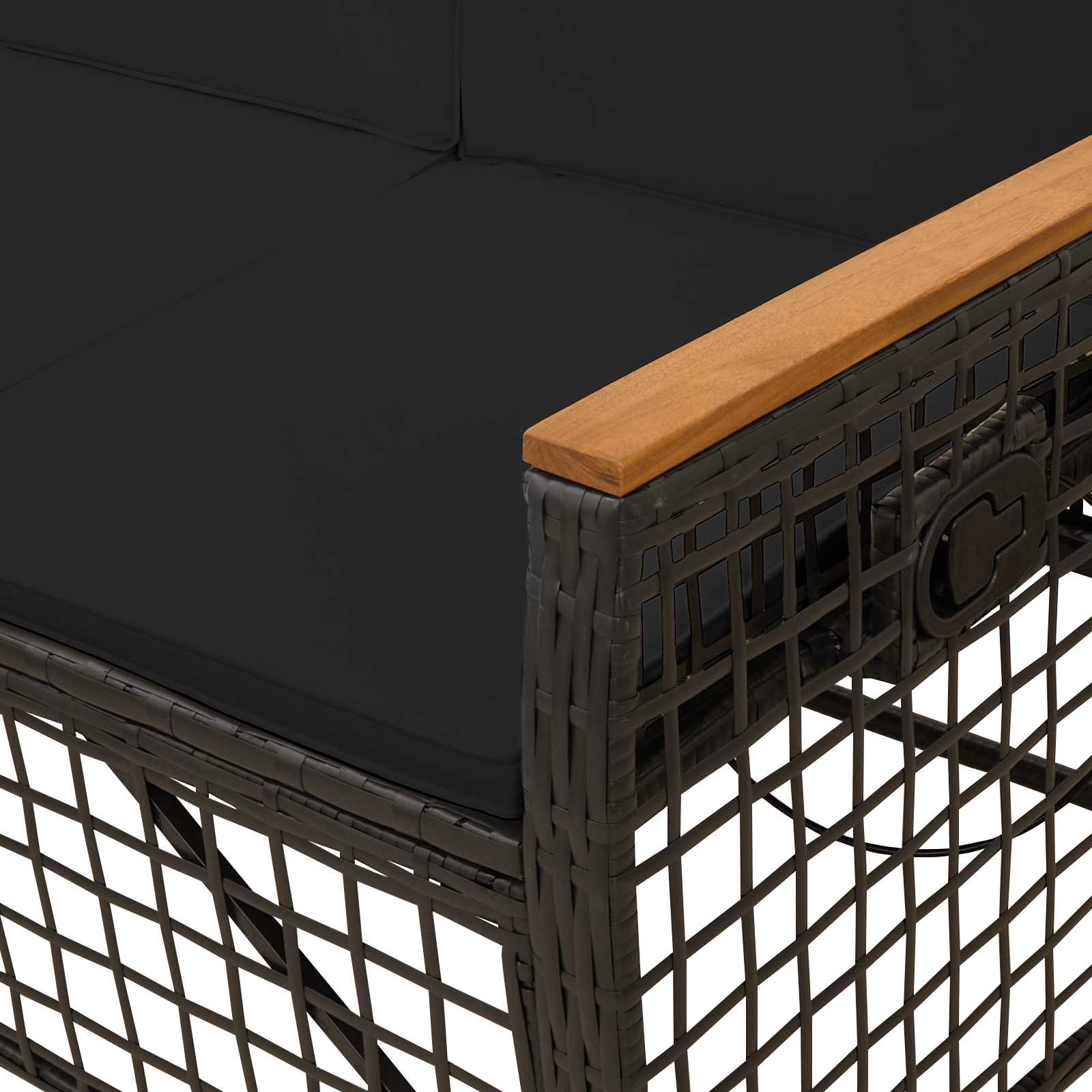 Tuin ligbankset Zwart 164 x 164 x 112 cm Poly Rattan en Staal