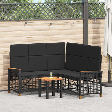 Tuin ligbankset Zwart 164 x 164 x 112 cm Poly Rattan en Staal