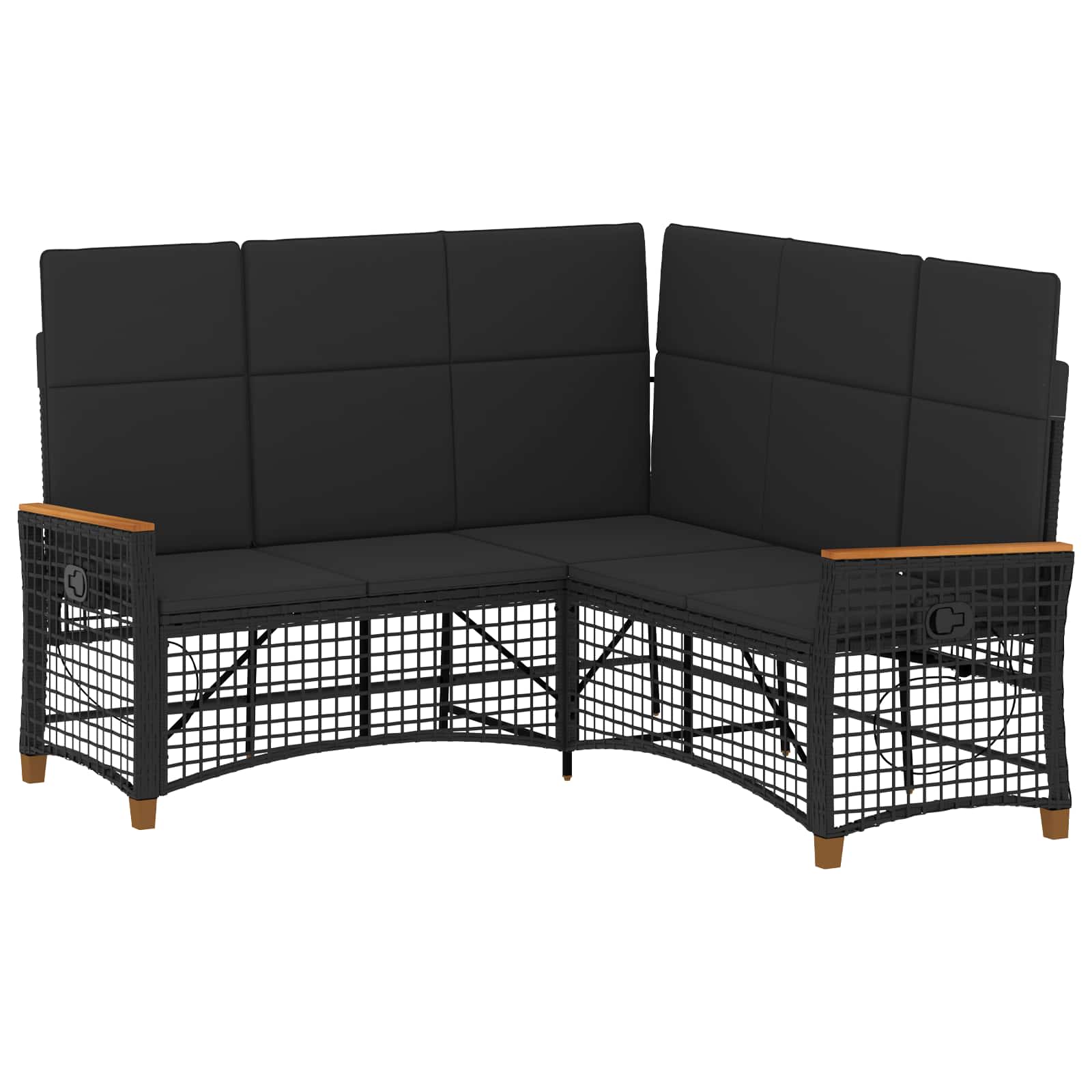 Tuin ligbankset Zwart 164 x 164 x 112 cm Poly Rattan en Staal