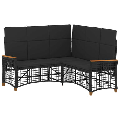Tuin ligbankset Zwart 164 x 164 x 112 cm Poly Rattan en Staal