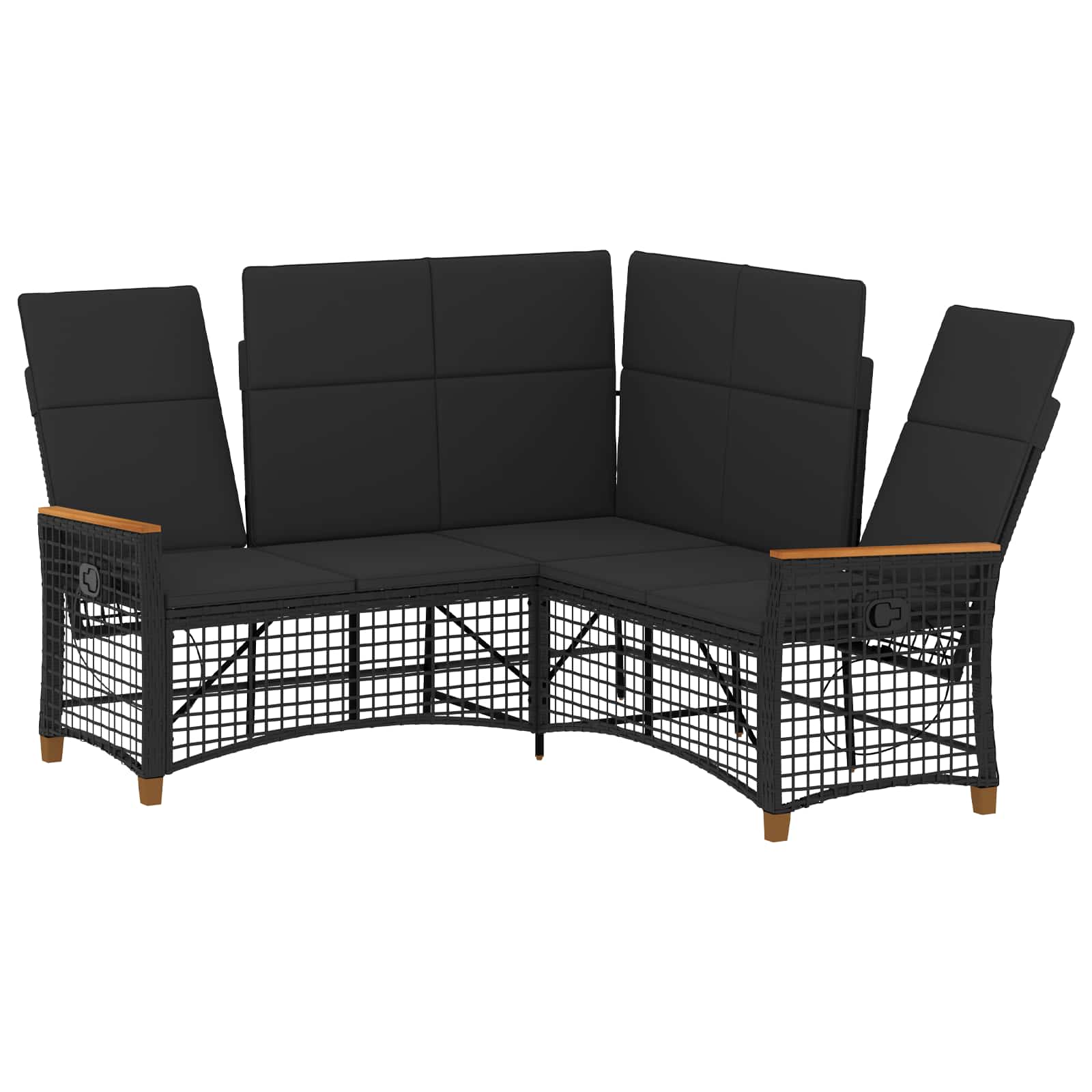Tuin ligbankset Zwart 164 x 164 x 112 cm Poly Rattan en Staal