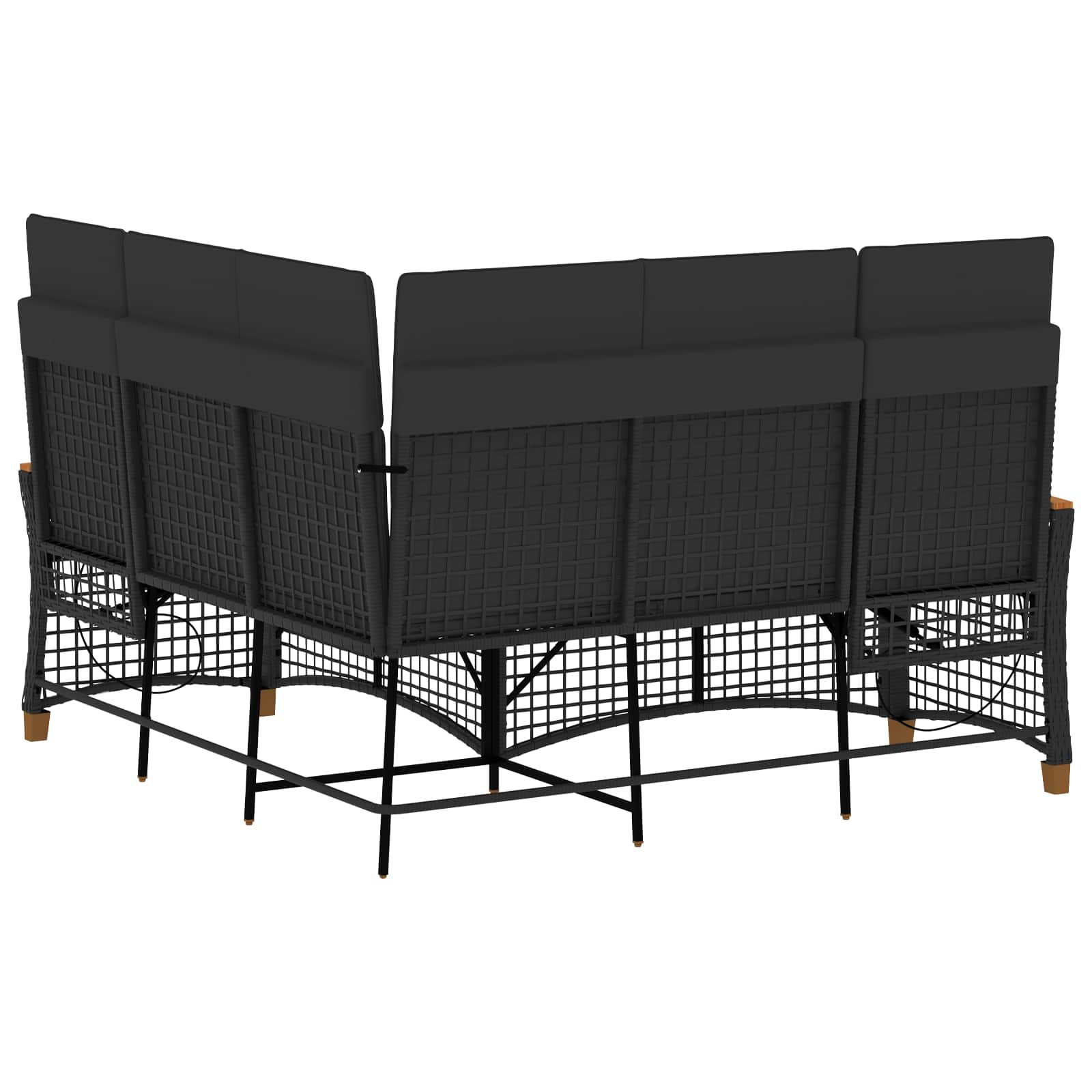 Tuin ligbankset Zwart 164 x 164 x 112 cm Poly Rattan en Staal