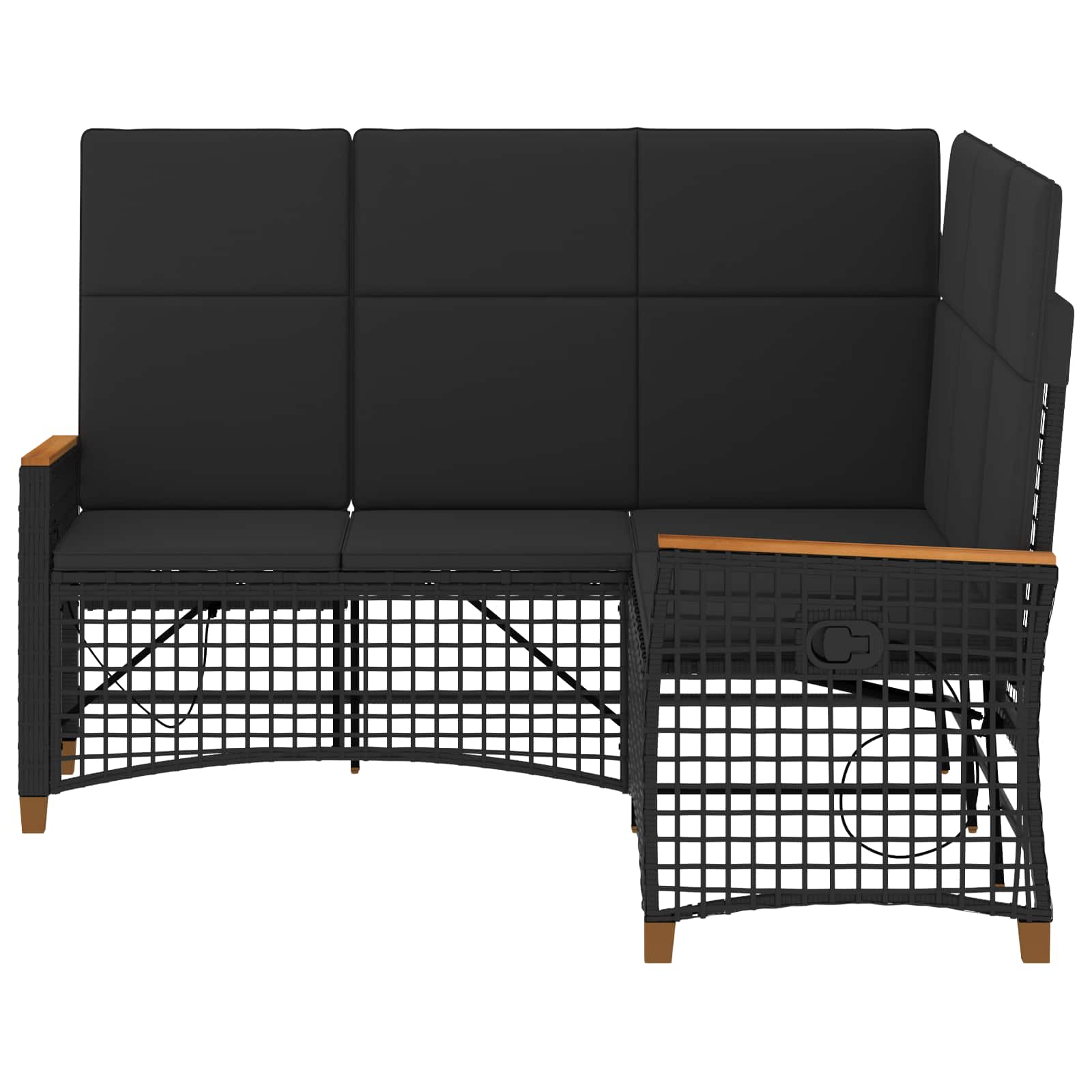 Tuin ligbankset Zwart 164 x 164 x 112 cm Poly Rattan en Staal