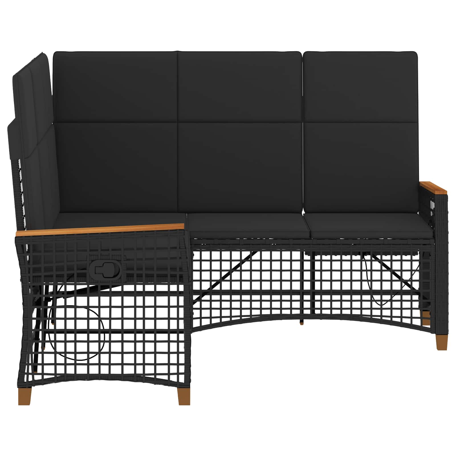 Tuin ligbankset Zwart 164 x 164 x 112 cm Poly Rattan en Staal