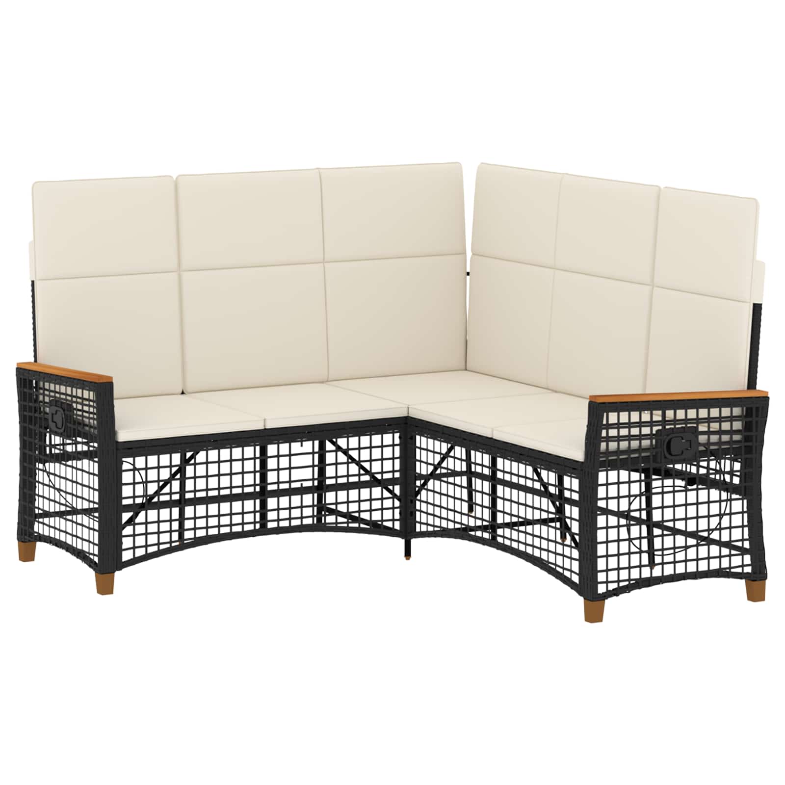 Tuin ligbankset Zwart en Cream Wit 164 x 164 x 112 cm