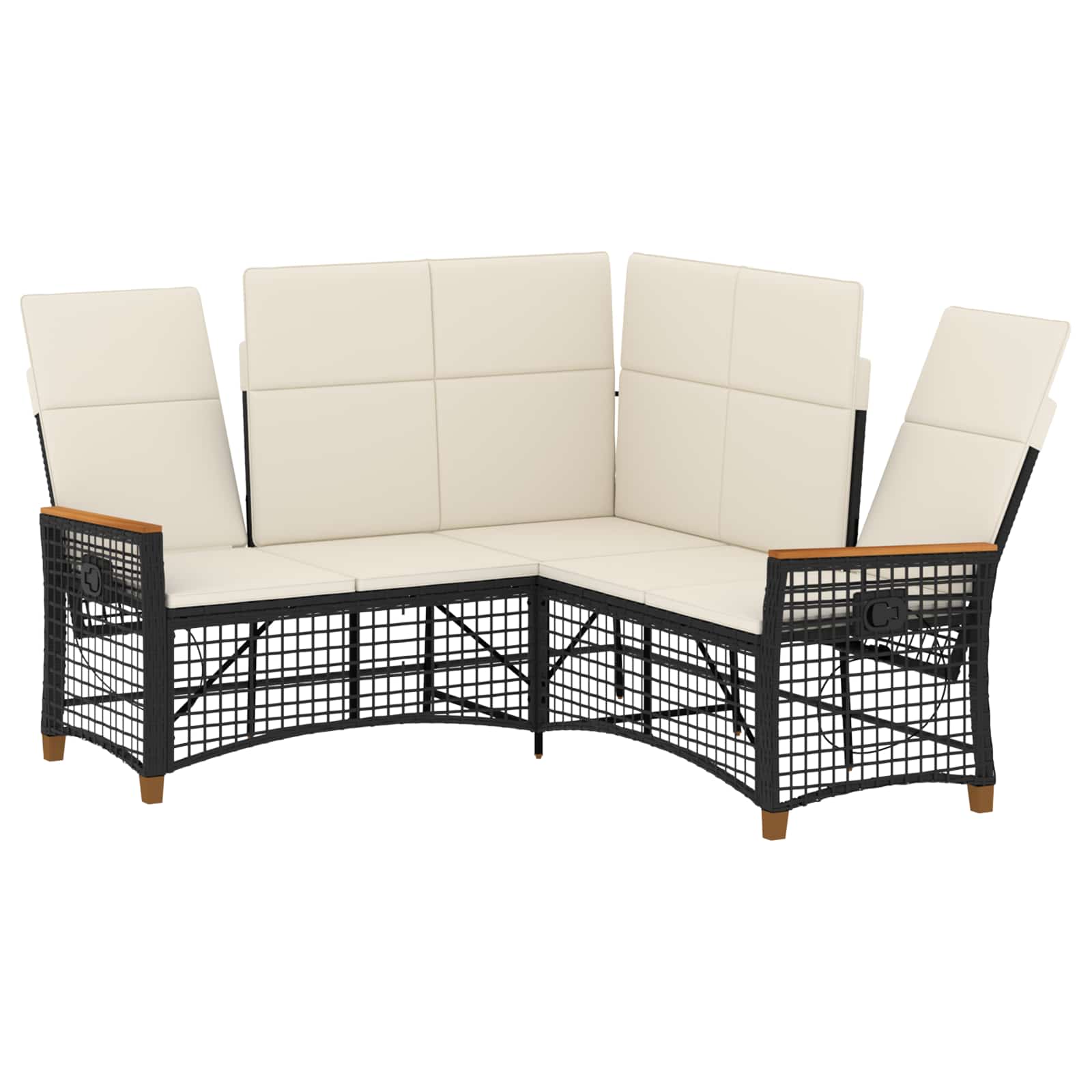Tuin ligbankset Zwart en Cream Wit 164 x 164 x 112 cm
