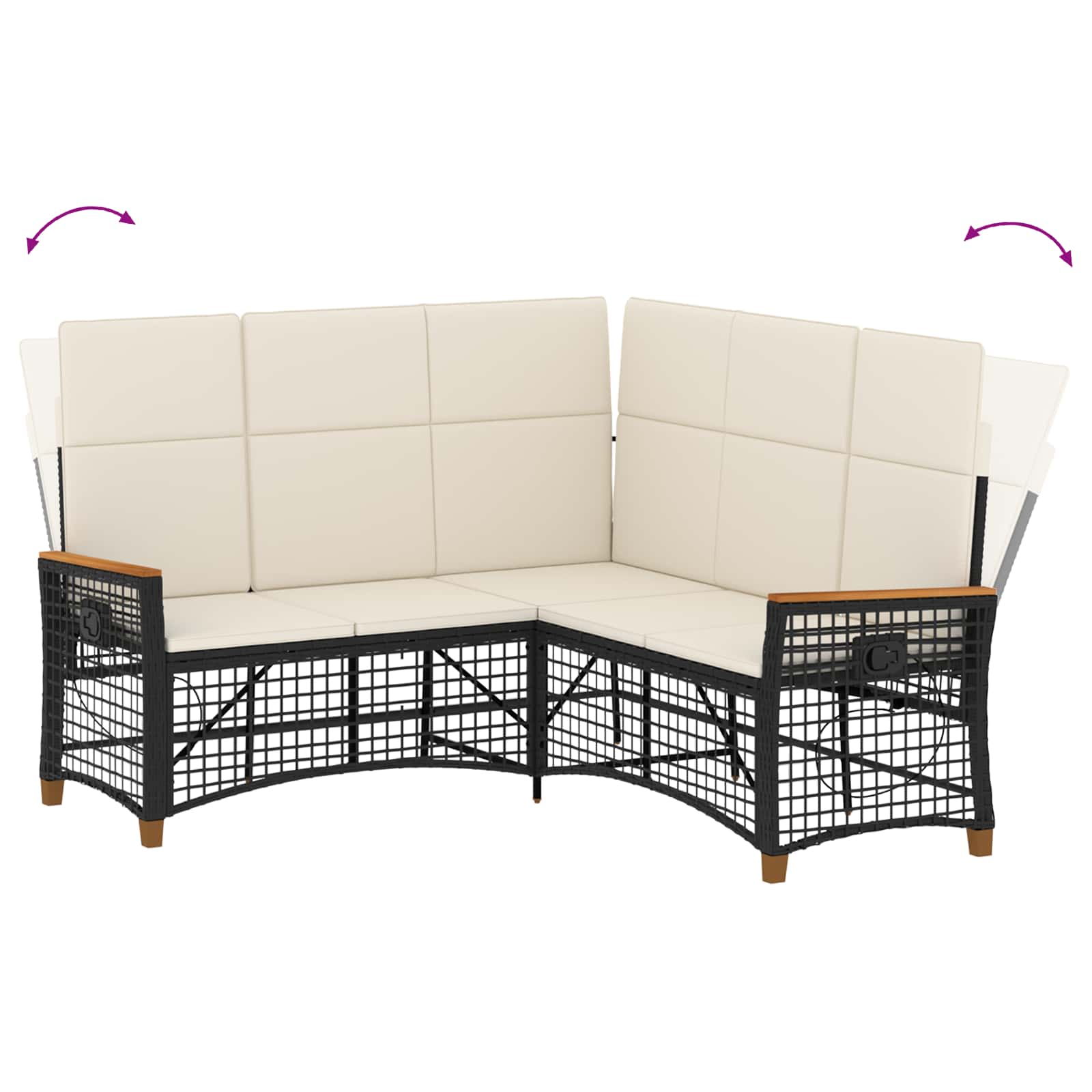 Tuin ligbankset Zwart en Cream Wit 164 x 164 x 112 cm