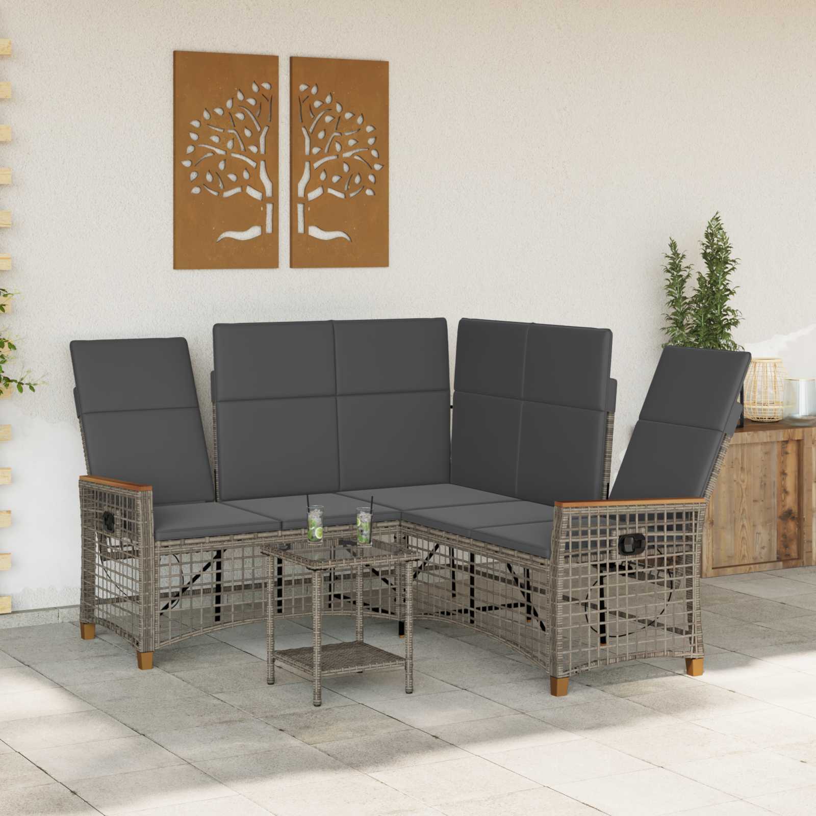 Tuin ligbankset Grijs en Donkergrijs 164 x 164 x 112 cm