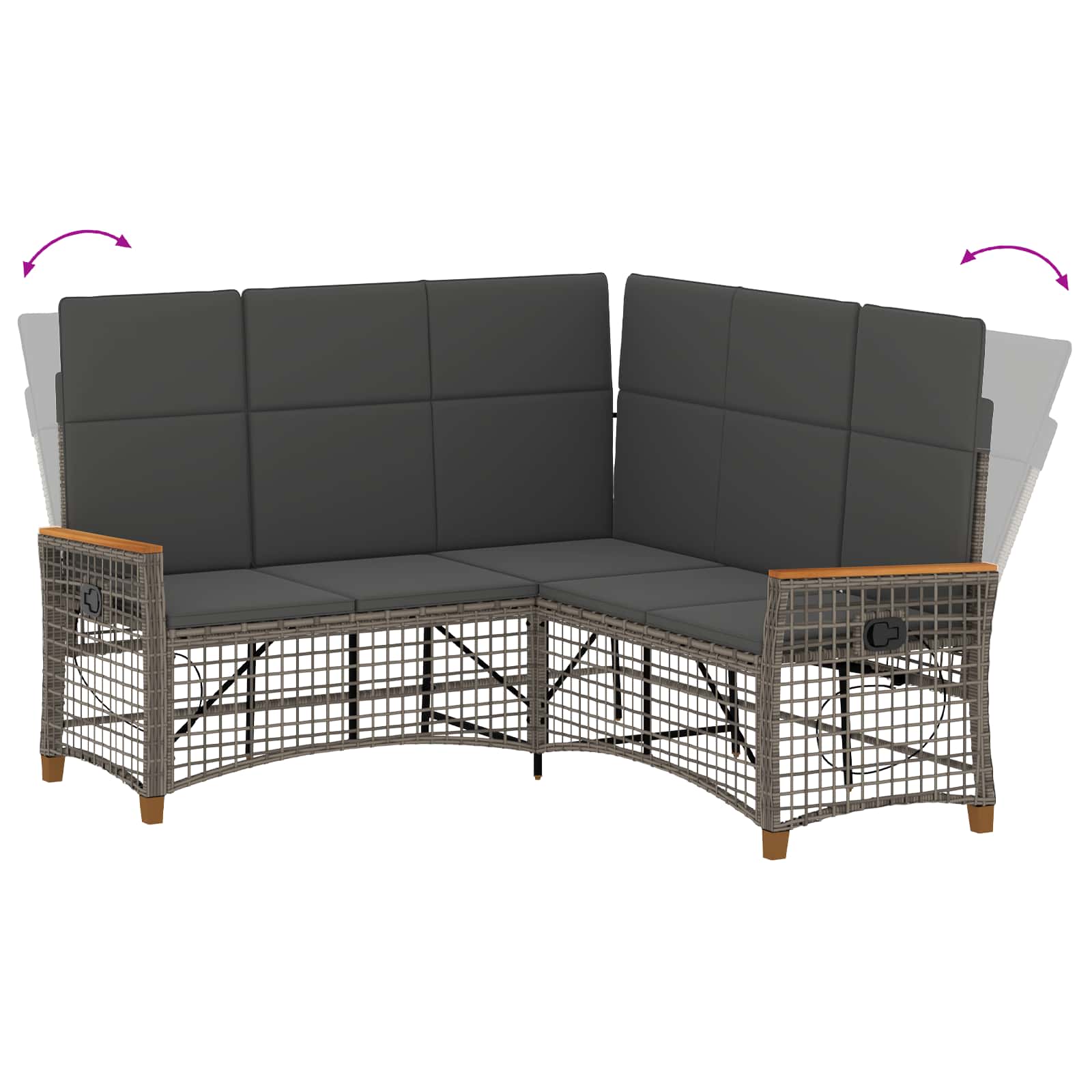 Tuin ligbankset Grijs en Donkergrijs 164 x 164 x 112 cm