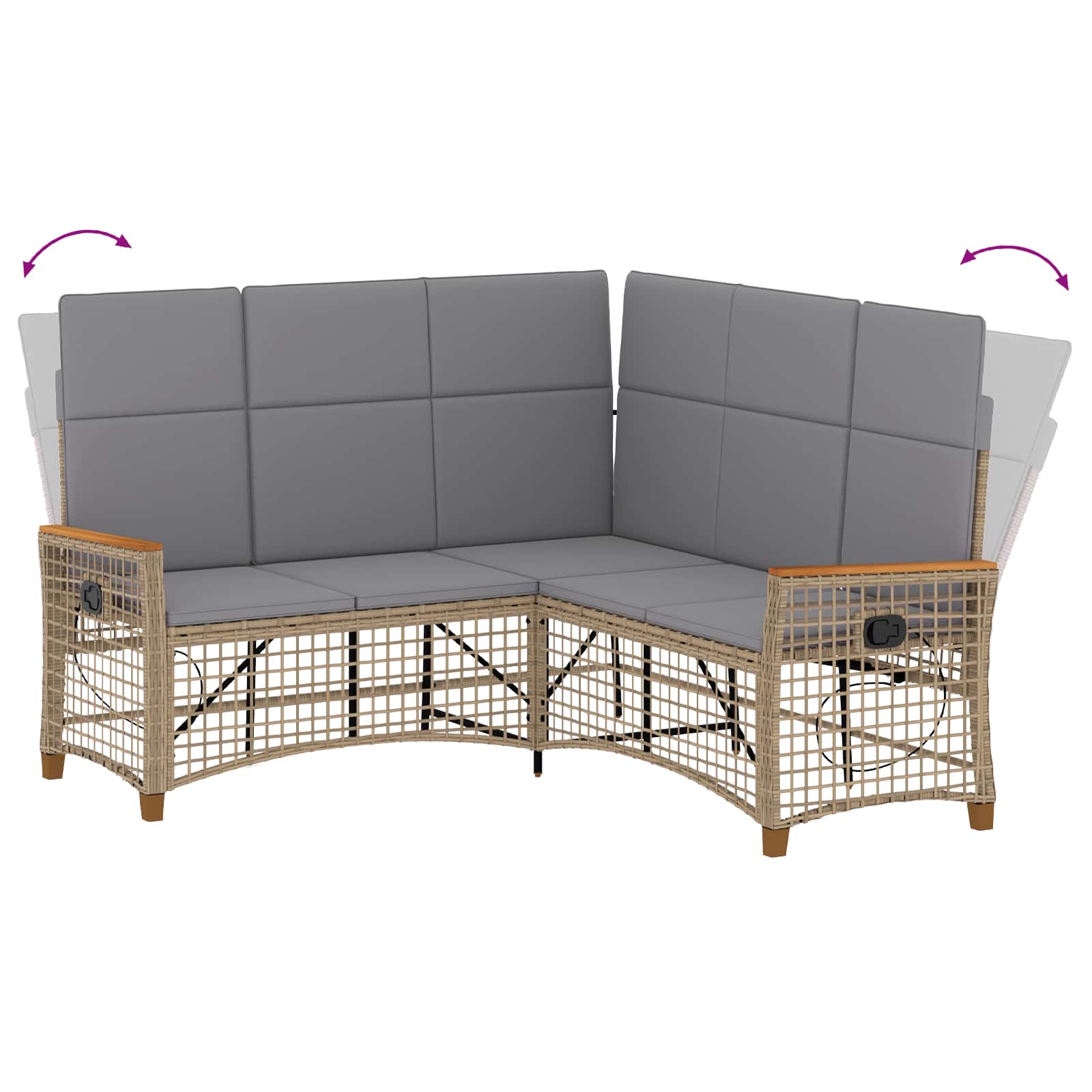 Tuin ligbankset Beige en Licht Grijs 164 x 164 x 112 cm