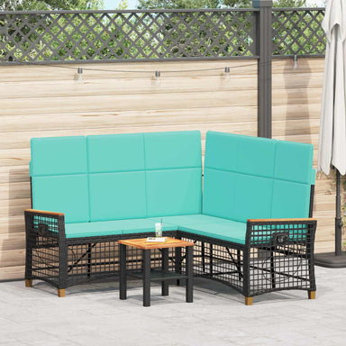 Tuin ligbankset Zwart en Turquoise 164 x 164 x 112 cm