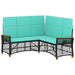 Tuin ligbankset Zwart en Turquoise 164 x 164 x 112 cm