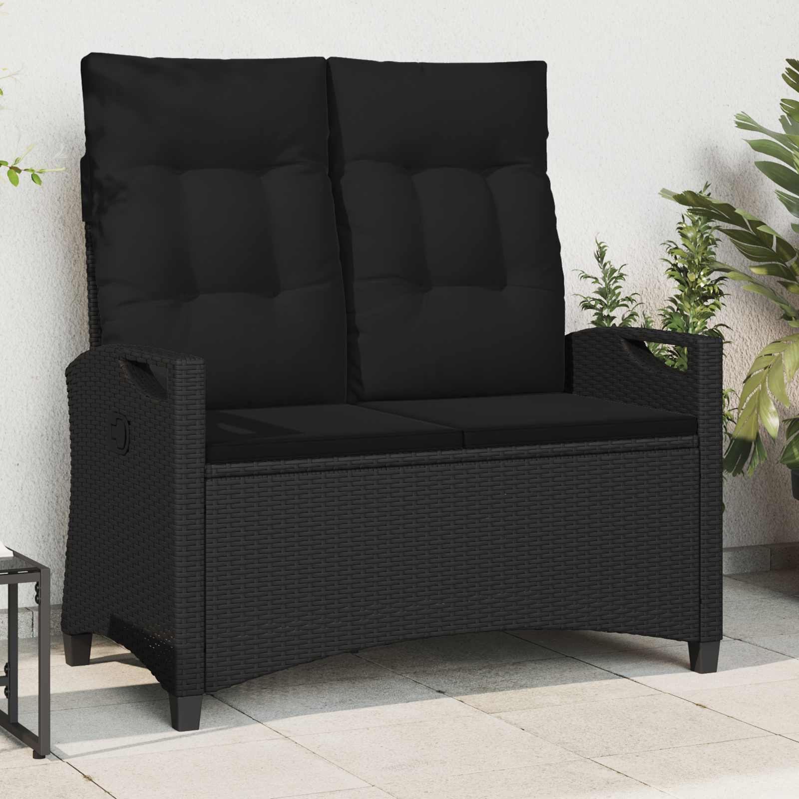 Tuinbank met kussen Zwart 105 x 60 x 112 cm Staal en Polyester