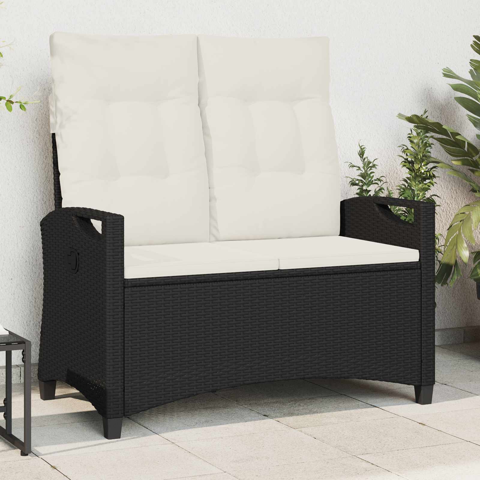 Tuinbank Zwart en Crème 105 x 60 x 112 cm Staal en Polyester