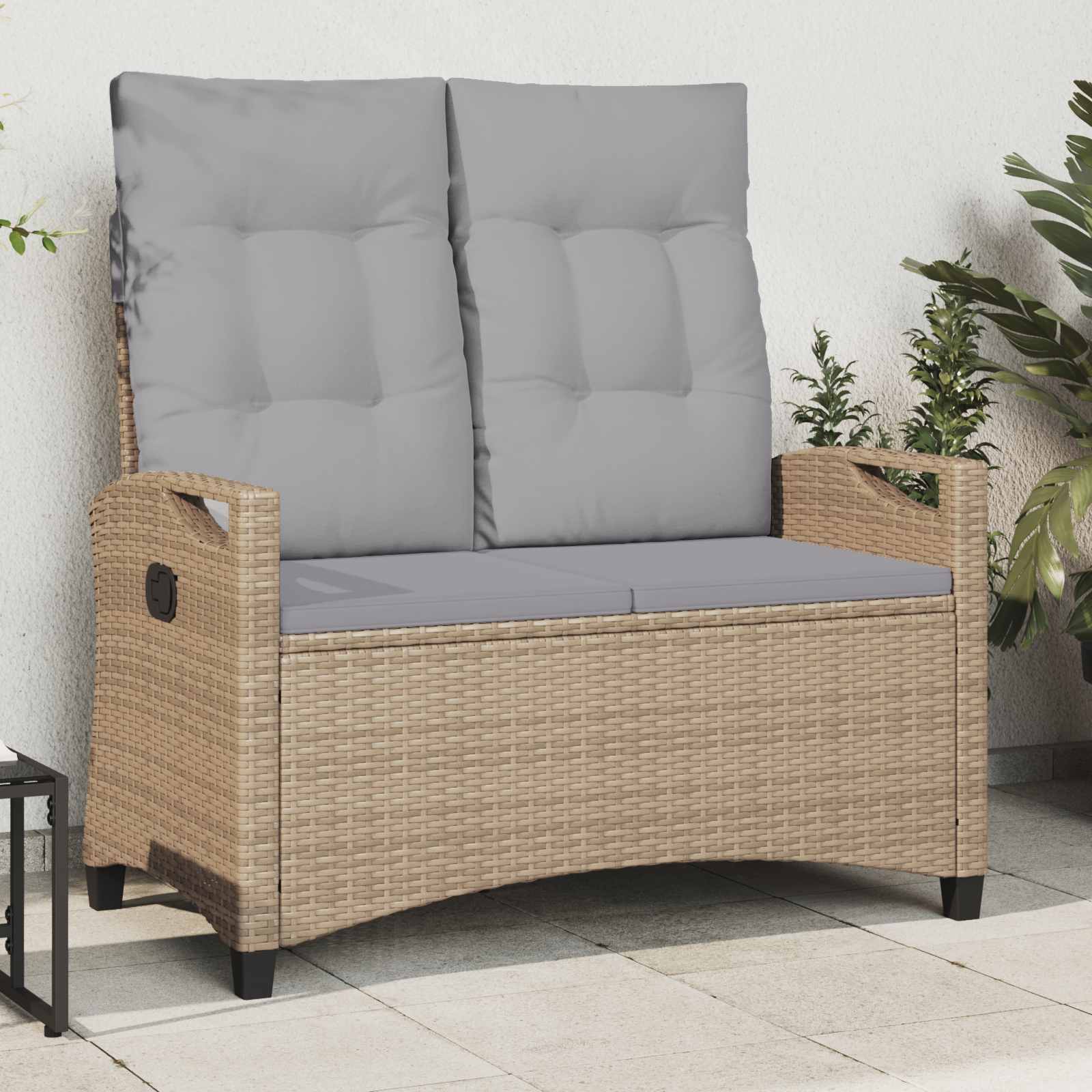 Tuinbank met kussen Beige en Licht Grijs 105 x 60 x 112 cm