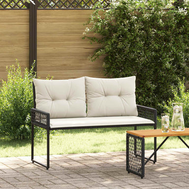 Tuinbank Zwart en Cream Wit 118 x 55 x 82 cm PE rattan en stof