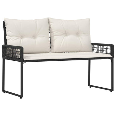 Tuinbank Zwart en Cream Wit 118 x 55 x 82 cm PE rattan en stof