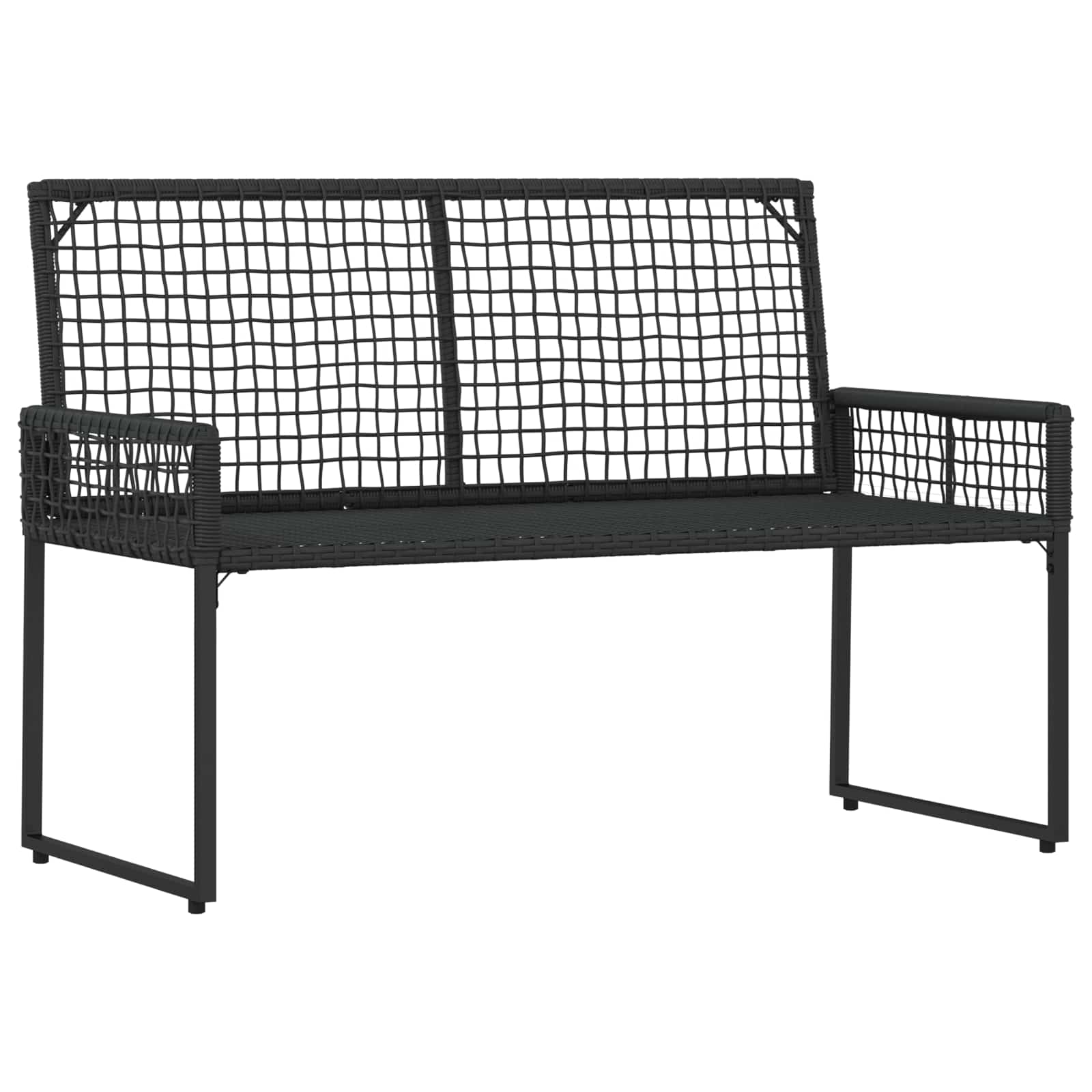 Tuinbank Zwart en Cream Wit 118 x 55 x 82 cm PE rattan en stof