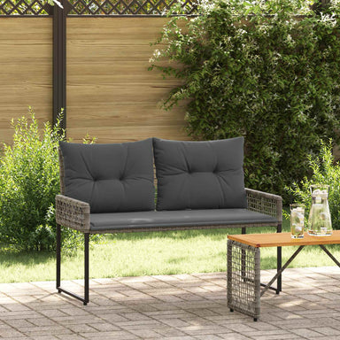 Tuinbank met kussen Grijs 118 x 55 x 82 cm PE rattan en stof